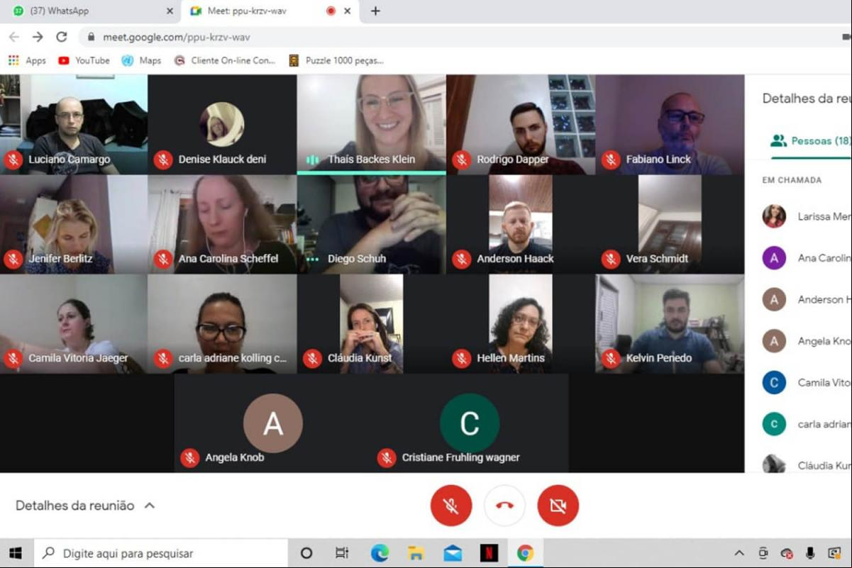 Reunião ocorreu via Google Meet Reunião ocorreu via Google Meet