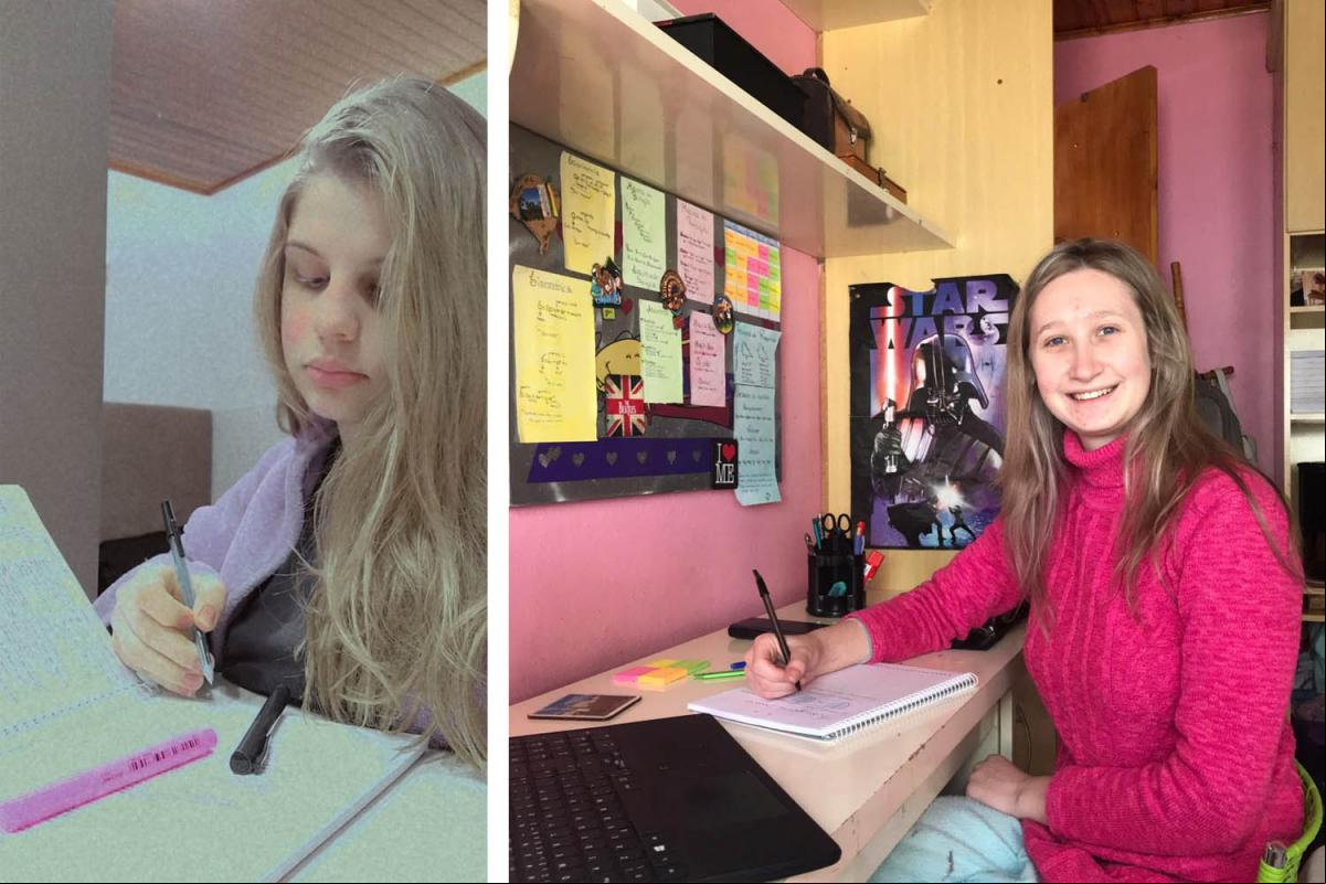 Nadine e Sara estão estudando por conta própria Nadine e Sara estão estudando por conta própria