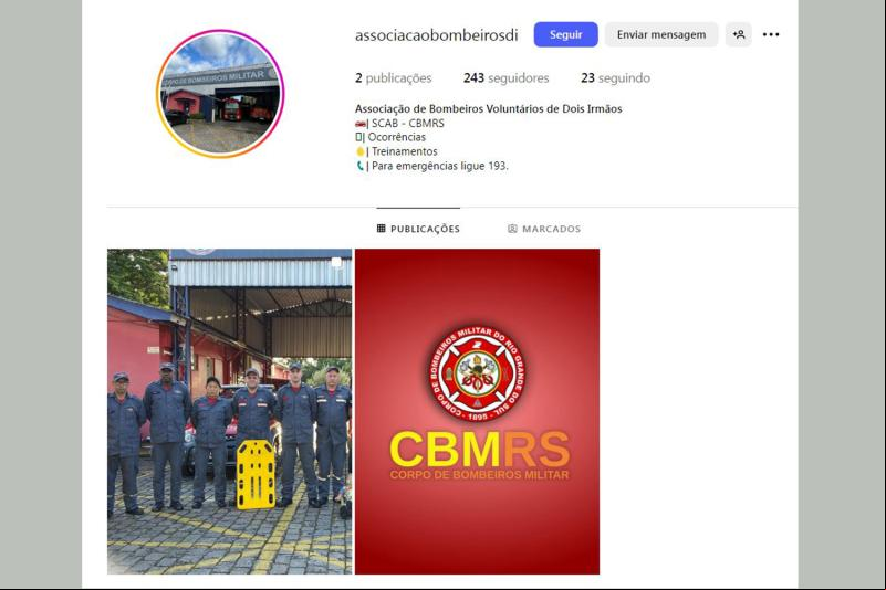 Associação de Bombeiros Voluntários agora conta com perfil no Instagram