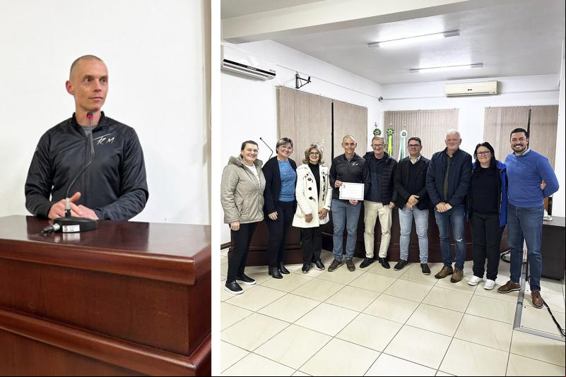 Atleta de mountain bike é homenageado pela Câmara de Vereadores