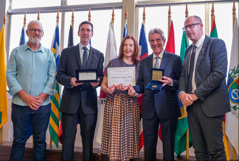 Luís Donato Dilly, Frederico Fleck Wirth, Angela e Ricardo Wirth, deputado Joel Wilhelm