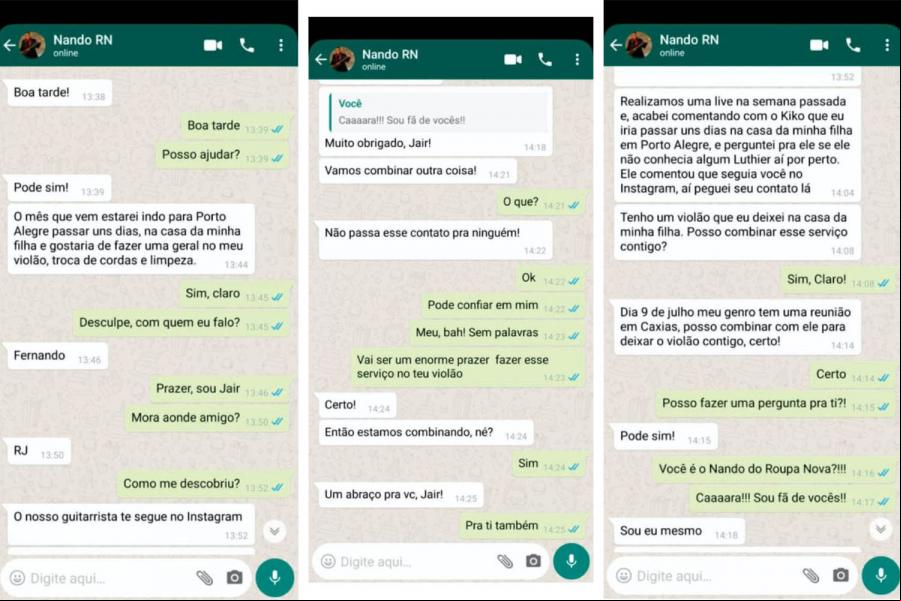 Jair compartilhou mensagens trocadas com o ídolo