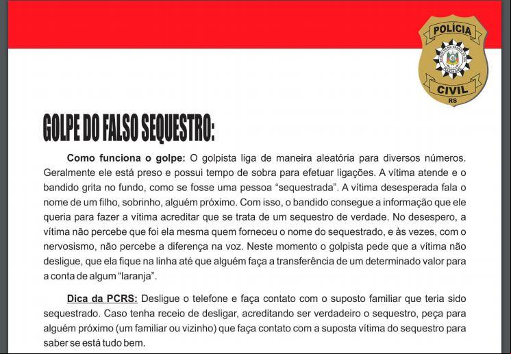 Polícia Civil disponibiliza uma cartilha sobre golpes